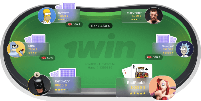 Simple And Modern Layout Showing 1win Poker Gameplay